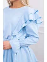 Šaty so zvislými volánmi modré