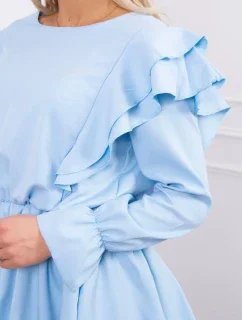 Šaty so zvislými volánmi modré