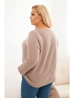 Dámsky plus size sveter s lodičkovým výstrihom Fango