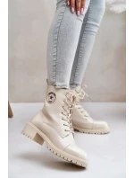 Dámske členkové šnurovacie topánky 089 model 201747 Ecru - Super Me Dámske členkové šnurovacie topánky 089 model 201747 Ecru - Super Me