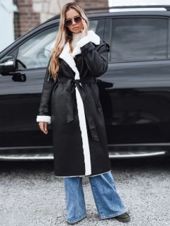 Dámsky zimný kabát CHICFROST dlhý čierny kožený FashionStreet TY4991