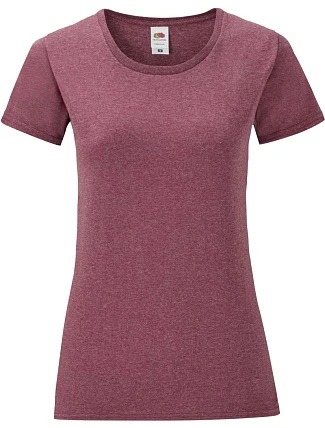 Fruit of the Loom Lady-Fit Iconic 150 T Dámske tričko 16.1432 melírovaná bordová