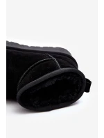 Modne Zamszowe Niskie Śniegowce Czarne Nucca