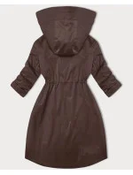 Hnedá dámska bunda s vyhrnutými rukávmi LHD (LHD-24591) Hnedá dámska bunda s vyhrnutými rukávmi LHD (LHD-24591)