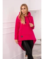Zateplená mikina s dlhým chrbtom a kapucňou fuchsiová Zateplená mikina s dlhým chrbtom a kapucňou fuchsiová