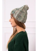 Fleecová čiapka Zoja K306 ecru+green
