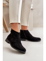 Dámske ploché členkové topánky na podpätku Akrylová čierna S.Barski