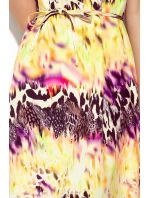 296-8 VICTORIA Trapézové šaty - žltá leopardia potlač