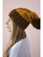 Fleecová čiapka Paris K212 horčicová+hnedá