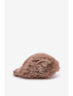 Futrzane Kapcie Damskie Ciemnobeżowe Wladisa