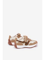 Sneakersy Dziecięce Na Rzep Panterka Ciemnobeżowe Tezzu