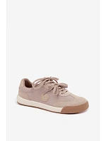 Semišové dámske tenisky s dvojitým šnurovaním Big Star UU274001 Beige