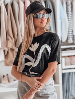 Dámske tričko nadrozmernej veľkosti s 3D efektom PETINIA black FashionStreet RY2716