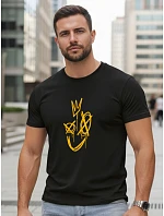 Pánske bavlnené tričko s potlačou Smile Crown čierne FashionStreet NX0138R Pánske bavlnené tričko s potlačou Smile Crown čierne FashionStreet NX0138R