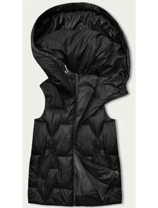 Čierna dámska vesta s kapucňou (B8171-1)