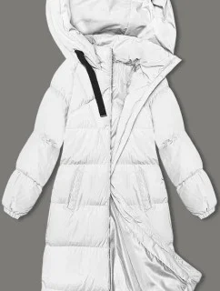 Dámska dlhá hrubá bunda s kapucňou biela (5M3163-281)