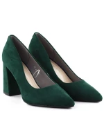 Zelené semišové lodičky na ihlovom podpätku Sergio Leone PB216