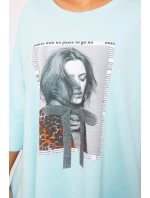 Šaty s potlačou a rozšírenou spodnou časťou mint