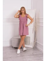 Šaty s volánikmi na bokoch tmavoružové