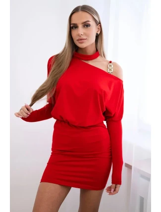 Šaty so zdobením na ramenách červené Šaty so zdobením na ramenách červené