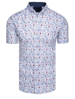 Pánske úzke vzorované tričko s krátkym rukávom biele FashionStreet KX1069