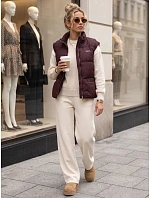 Dámska prešívaná vesta so stojáčikom, vínová, FashionStreet TY5968 Dámska prešívaná vesta so stojáčikom, vínová, FashionStreet TY5968