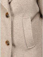 Krátky dámsky dvojradový kabát s klopami, béžový, FashionStreet TY6030 Krátky dámsky dvojradový kabát s klopami, béžový, FashionStreet TY6030