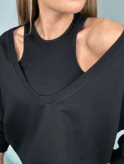 3-dielna sada mikina + top + legíny čierna