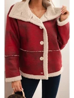 Dámska bunda nadrozmernej veľkosti s kapucňou a vreckami zateplená jahňacinou Camel