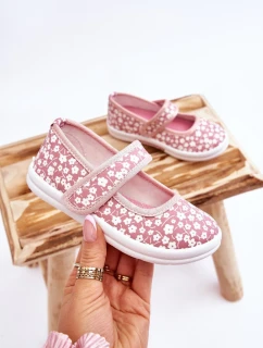 Dziecięce Baleriny Na Rzep W Print Różowe Selah