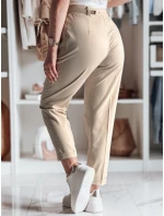 Ležérne dámske plisované nohavice s opaskom PLISSO béžová FashionStreet UY2516