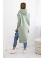 Zateplená mikina s bočnými otvormi tmavá mentolová Zateplená mikina s bočnými otvormi tmavá mentolová