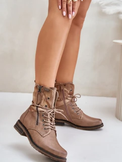 Botki Damskie Workery Ciemnobeżowe Perfecto