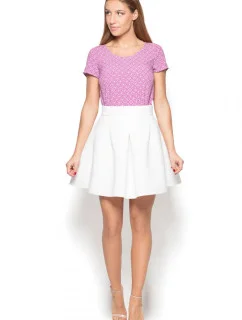 Dámska blúzka K411 Fialová s bielym vzorom - Katrus