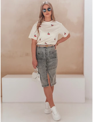 Džínsová midi sukňa GUZIKOVA sivá FashionStreet CY0510