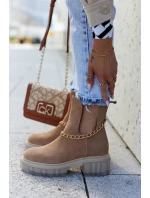 Modne Zamszowe Botki Z Wycięciem Camel Lemar Forget Me