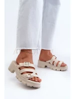 Dámske papuče na nízkom podpätku ZAXY light beige