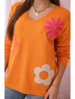Svetrová blúzka s oranžovým kvetinovým vzorom Svetrová blúzka s oranžovým kvetinovým vzorom