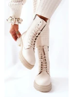 Wysokie Botki Workery Beżowe Rozelle