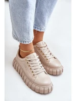 Ocieplane Sneakersy Damskie Big Star MM274618 Beżowe