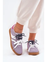 Niskie Sneakersy Damskie Z Podwójnym Sznurowaniem Fioletowe Ventus