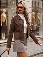 Dámska semišová bunda s patentkami, hnedá, FashionStreet TY5879 Dámska semišová bunda s patentkami, hnedá, FashionStreet TY5879