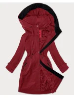 Tmavo červená jednoduchá dámska bunda s kapucňou LHD (LHD-24590)