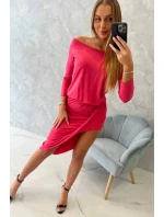 Asymetrické šaty, 3/4 rukávy, malinová farba