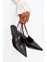 Lakierowane Czółenka Na Szpilce Z Odkrytą Piętą Czarne Talira