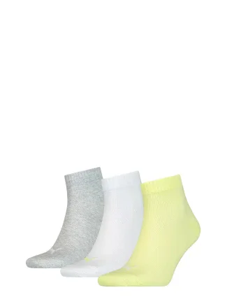 Unisex ponožky 906978 Quarter Soft A'3 šedo-bielo-žlté - Puma