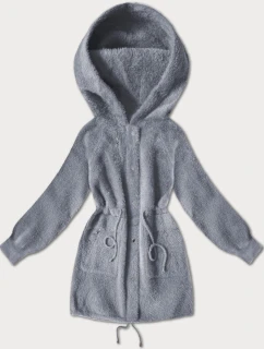 Sivá bunda z alpakovej vlny (W017#)