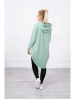 Mikina s kapucňou s dlhým zadným dielom tmavo mätová Mikina s kapucňou s dlhým zadným dielom tmavo mätová