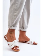 Damskie Materiałowe Klapki Białe Aversa