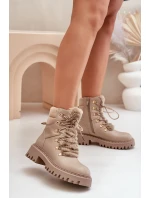 Ocieplane Botki Trapery Na Zamek Z Eko Skóry Beżowe Willatta